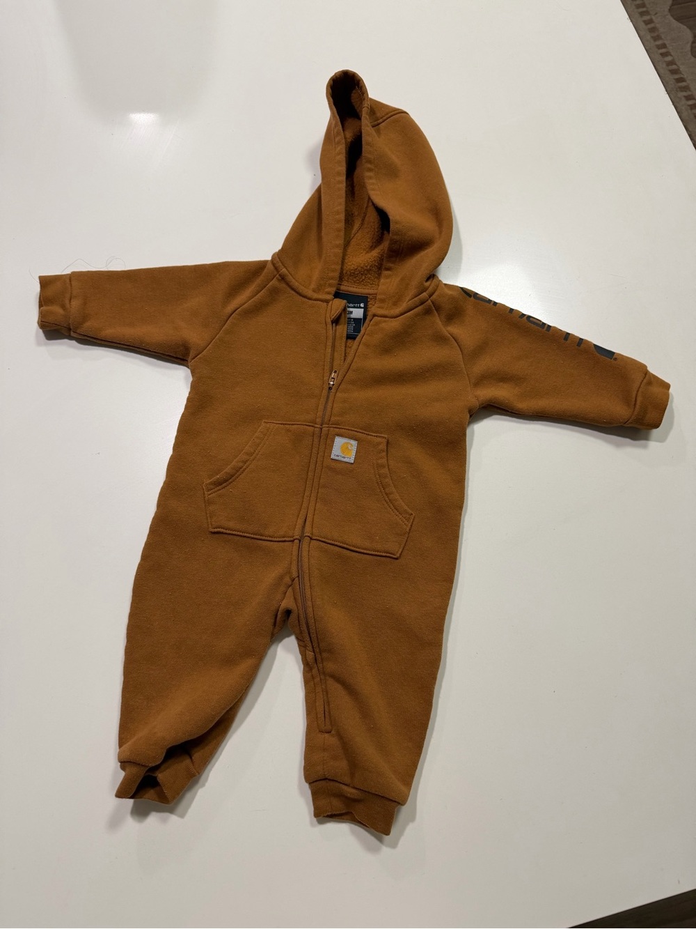 Carhartt Infant Brown Hooded One-Piece Coverall jumpsuit